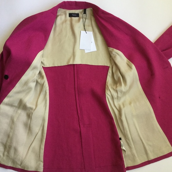 Theory Blazer Tailored Pure Linen Fuchsia Pink - Picture 5 of 8